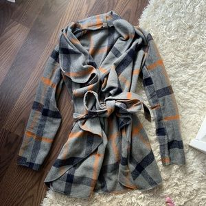 Favlux grey plaid cardigan jacket